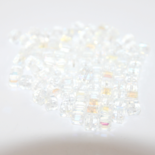 6mm Crystal AB Crystal Cube - 20 Piece Bag