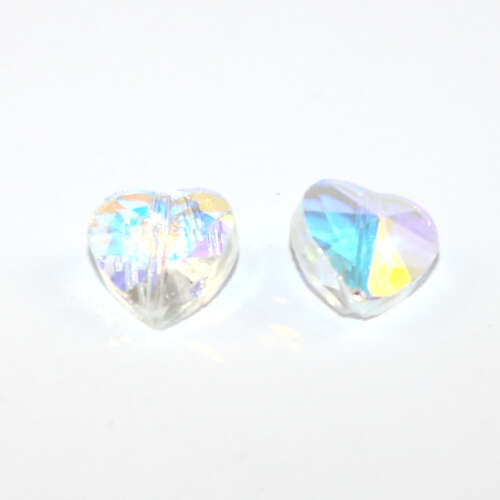 14mm Heart Bead - Crystal AB - 4 Piece Bag