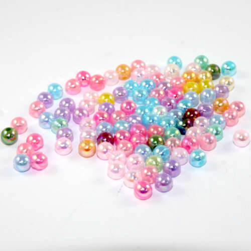 Mixed Colour 6mm Opaque Pearl AB Acrylic Beads - 100 Pieces