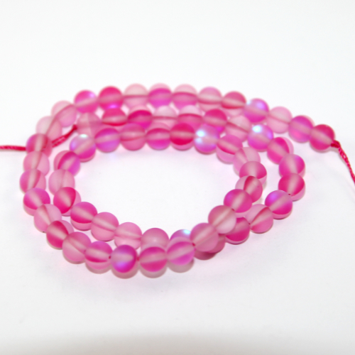 6mm Fuchsia Mermaid Glass - 38cm Strand