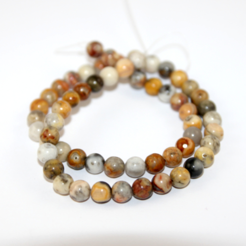 6mm Crazy Lace Agate Round Beads - 38cm Strand