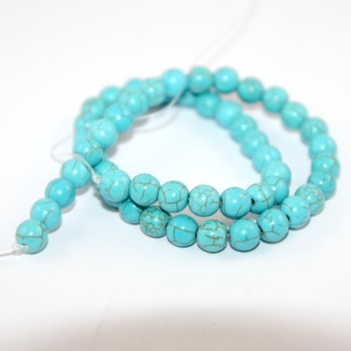 8mm Blue Howlite Round Beads - 38cm Strand