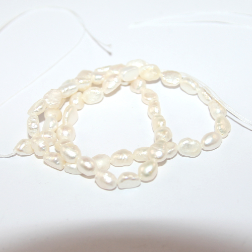 5mm - 6mm White Irregular Freshwater Pearls - A Grade - 38cm Strand