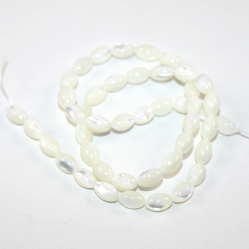 Natural Freshwater Shell 4mm x 8mm Rice Beads - 35cm Strand - White