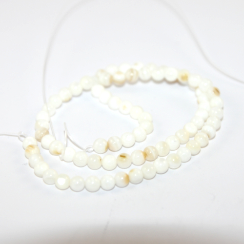 4mm Natural Shell Bead 35cm Strand - White