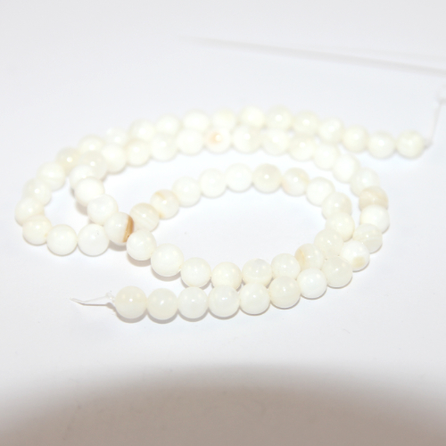 6mm Natural Shell Bead 35cm Strand - White