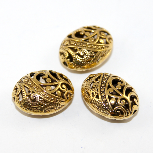 22mm x 17mm Carved Hollow Bead - Gold