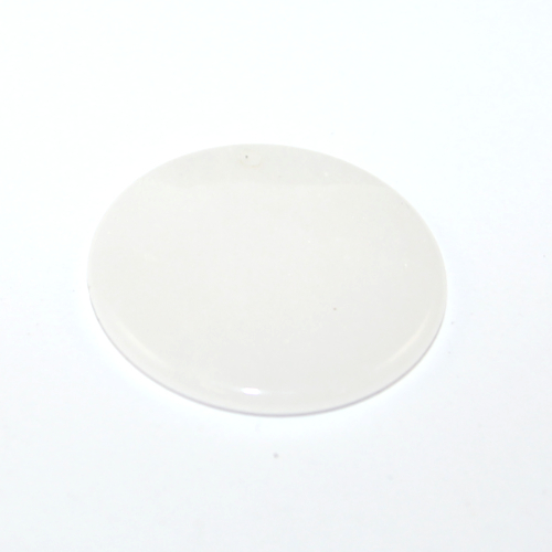 30mm White Jade Flat Round Pendant