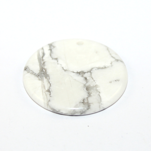 30mm White & Grey Howlite Flat Round Pendant