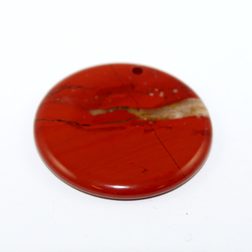 30mm Red Jasper Flat Round Pendant