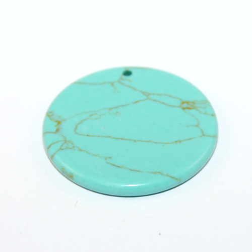 30mm Blue Howlite Flat Round Pendant