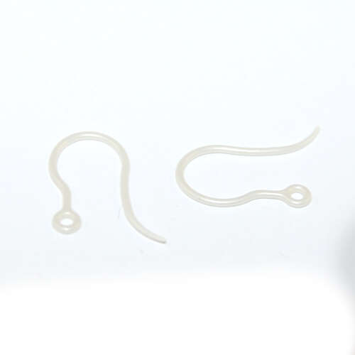 Plain Earhook - Hypoallergenic Plastic - 5 Pairs - White