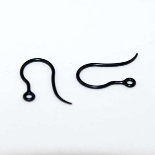 Plain Earhook - Hypoallergenic Plastic - 5 Pairs - Black