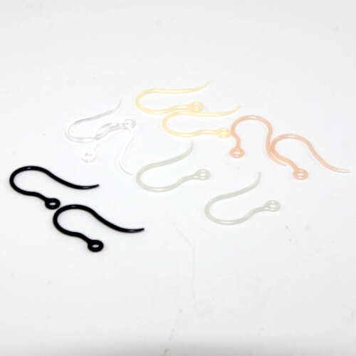 Plain Earhook - Hypoallergenic Plastic - 5 Pairs - Mixed Colours