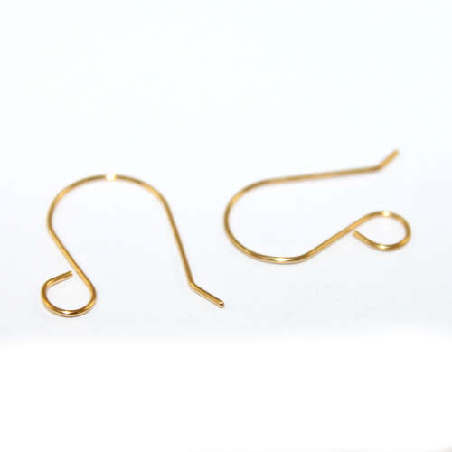 14mm x 21mm x 0.7mm 304 Stainless Steel Plain Ear Hook with a 5mm Loop - 5 Pairs - Gold