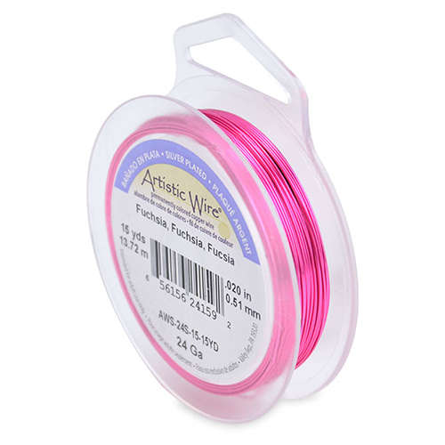 Silver Plated - Fuchsia - 24 Gauge (.51mm) - 15 yd (13.7 m) - AWS-24S-15-15YD