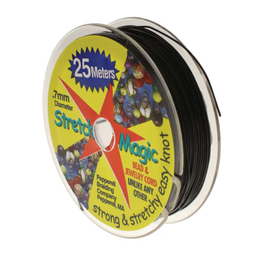 0.7mm Stretch Magic Cord - Black 25m Spool  - SM07BK25