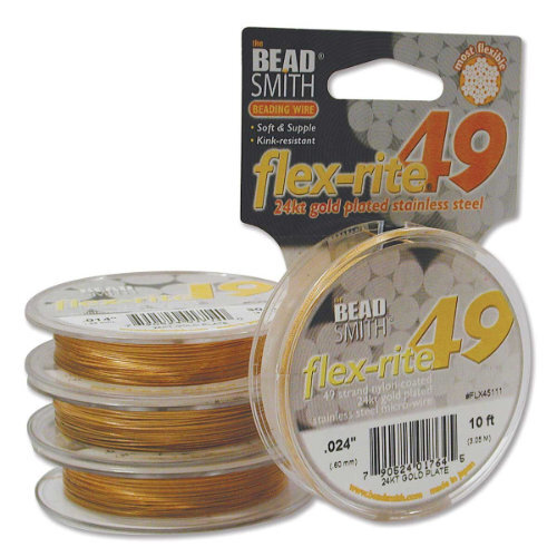 Flex-rite 49 Strand- .024 in (0.61 mm) - 24K Gold Plated - 10ft / 3m spool