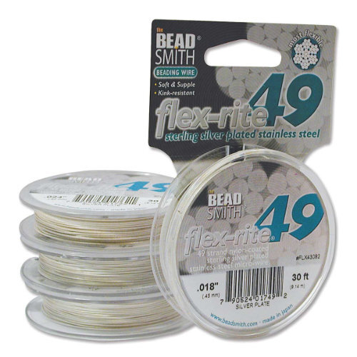 Flex-rite 49 Strand- .018 in (0.45 mm) - 925 Sterling Silver Plate - 30ft / 9.15m spool