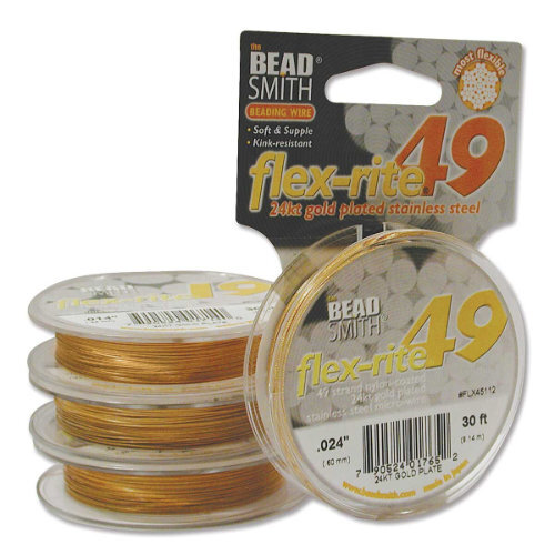 Flex-rite 49 Strand- .024 in (0.61 mm) - 24K Gold Plated - 30ft / 9.15m spool