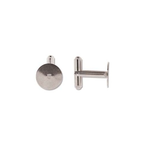 13mm Flat Pad Cufflink - Silver, Pair