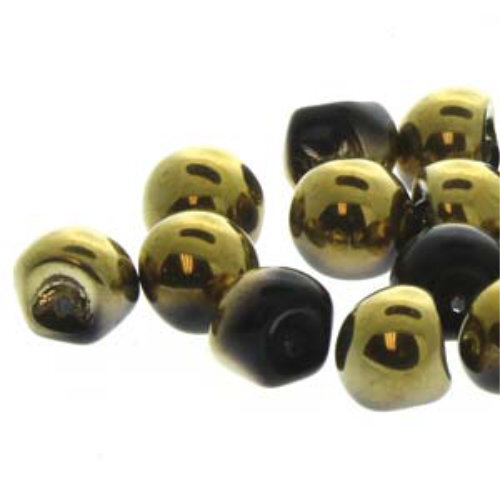 Mushroom Bead - 6mm x 5mm - Jet Amber - 50 Bead Strand - MSH65-J26441