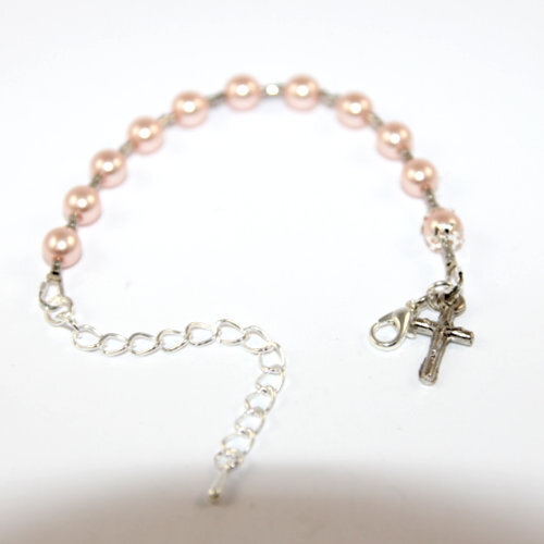 Baptism or Christening Bracelet - Pearls - Pink