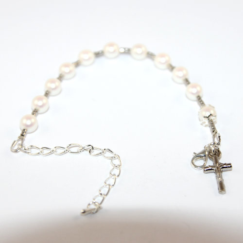 Baptism or Christening Bracelet - Pearls - White