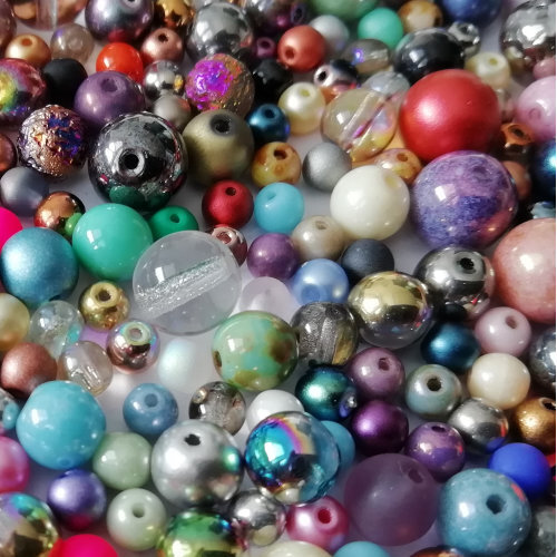 Czech Assorted Round Beads 3 - 8 mm Color Mix