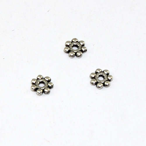 Pack of 89 - 4mm Daisy Spacer Bead - Antique Silver