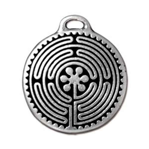 Pack of 1 - Labyrinth Pendant - Antique Silver