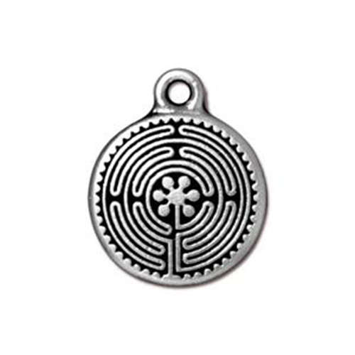 Pack of 1 - Labyrinth Charm - Antique Silver