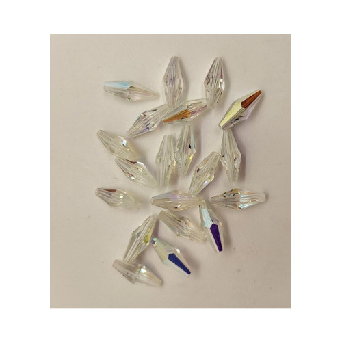 Pack of 7 - 5205 - 15mm x 6mm - Crystal AB (001 AB) - Elongated Tube Crystal Bead