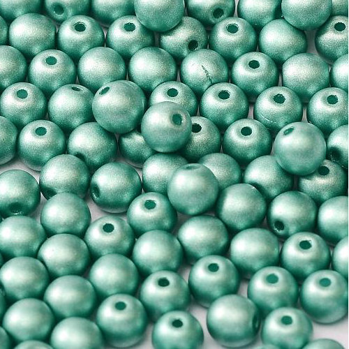 3mm Druk (Round) Bead - Alabaster Metallic Emerald - 02010-29455