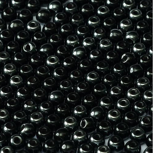 3mm Druk (Round) Bead - Jet Vacuum Hematite - 23980-27201