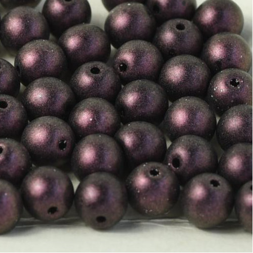 3mm Druk (Round) Bead - Jet Polychrome Plum - 23980-94106