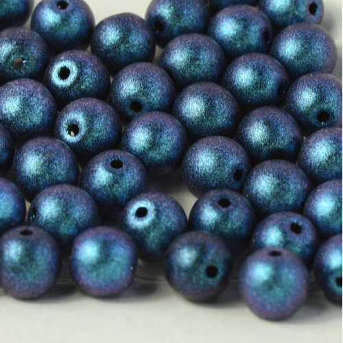 3mm Druk (Round) Bead - Jet Polychrome Dark Capri Blue - 23980-94109