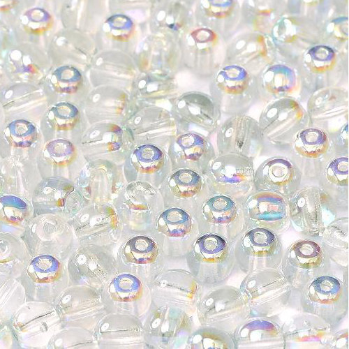 4mm Druk (Round) Bead - Crystal Blue Rainbow - 00030-98538