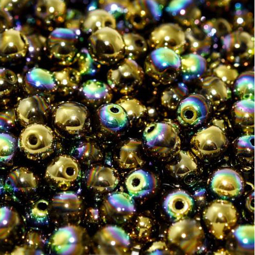4mm Druk (Round) Bead - Crystal Glittery Amber - 00030-98557