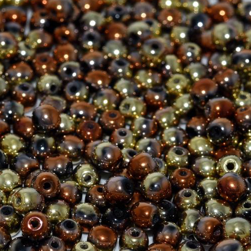 4mm Druk (Round) Bead - Jet California Gold Rush - 23980-98542