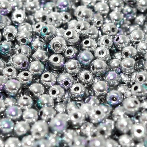 6mm Druk (Round) Bead - Crystal Glittery Silver - 00030-98553