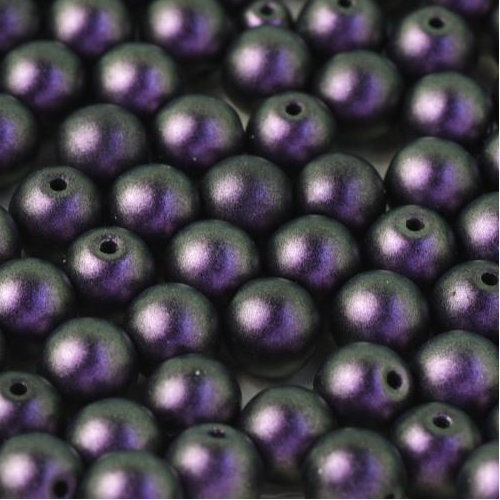 6mm Druk (Round) Bead - Jet Polychrome Black Raspberry - 23980-94101