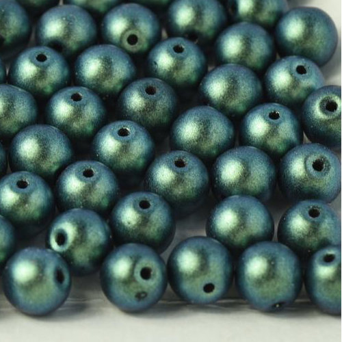 6mm Druk (Round) Bead - Jet Polychrome Mint Chocolate - 23980-94104