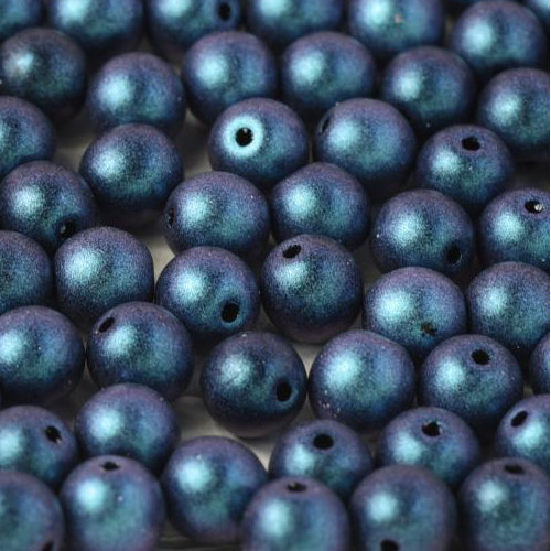 6mm Druk (Round) Bead - Jet Polychrome Blueberry - 23980-94105