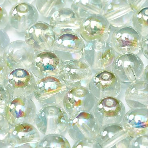 8mm Druk (Round) Bead - Crystal Green Rainbow - 00030-98539