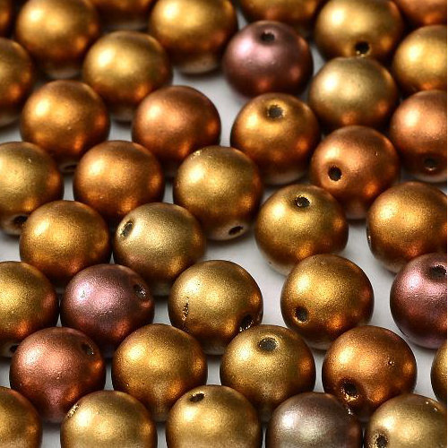 8mm Druk (Round) Bead - Ancient Gold  - 01620