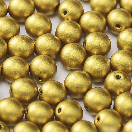 8mm Druk (Round) Bead - Olive Gold  - 01720