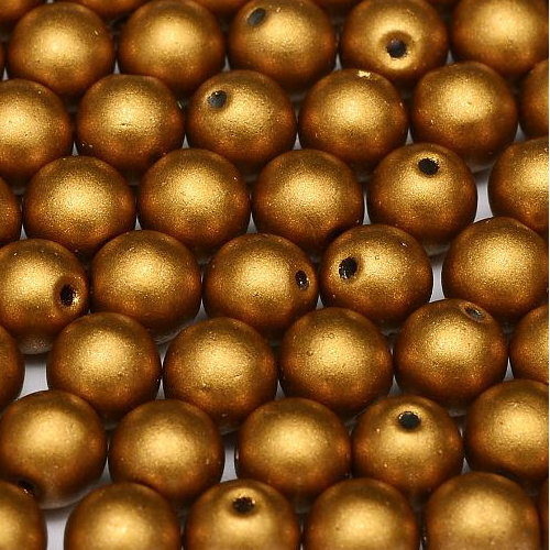 8mm Druk (Round) Bead - Brass Gold  - 01740