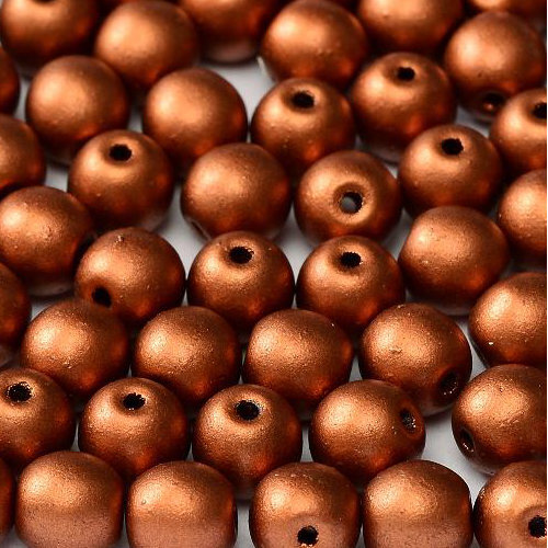 8mm Druk (Round) Bead - Copper  - 01750