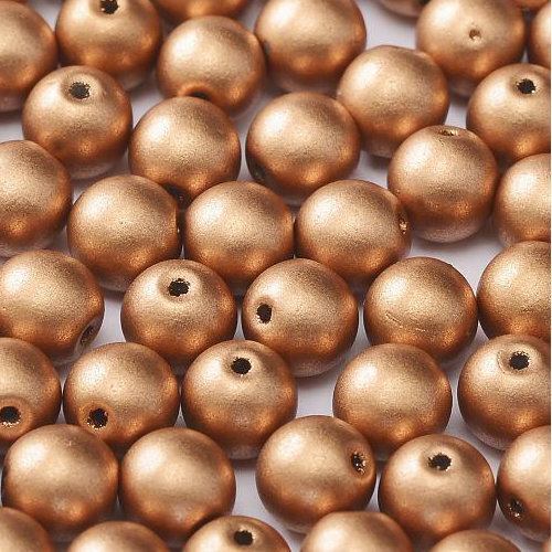 8mm Druk (Round) Bead - Vintage Copper  - 01770